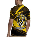 Richmond Tigers Australian Football Rugby Jersey Powerful Tiger Mascot With Indigenous Pattern Art