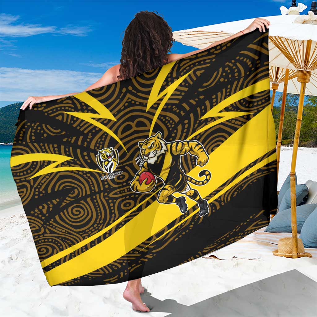 Richmond Tigers Australian Football Sarong Powerful Tiger Mascot With Indigenous Pattern Art