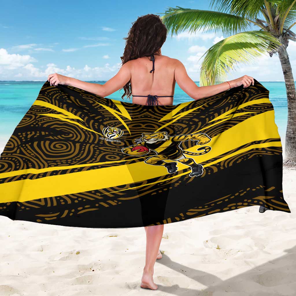Richmond Tigers Australian Football Sarong Powerful Tiger Mascot With Indigenous Pattern Art