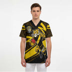 Richmond Tigers Australian Football Scrub Top Powerful Tiger Mascot With Indigenous Pattern Art