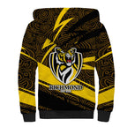 Richmond Tigers Australian Football Sherpa Hoodie Powerful Tiger Mascot With Indigenous Pattern Art