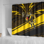 Richmond Tigers Australian Football Shower Curtain Powerful Tiger Mascot With Indigenous Pattern Art