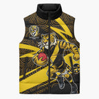Richmond Tigers Australian Football Sleeveless Puffer Jacket Powerful Tiger Mascot With Indigenous Pattern Art