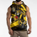 Richmond Tigers Australian Football Sleeveless Zip Hoodie Powerful Tiger Mascot With Indigenous Pattern Art