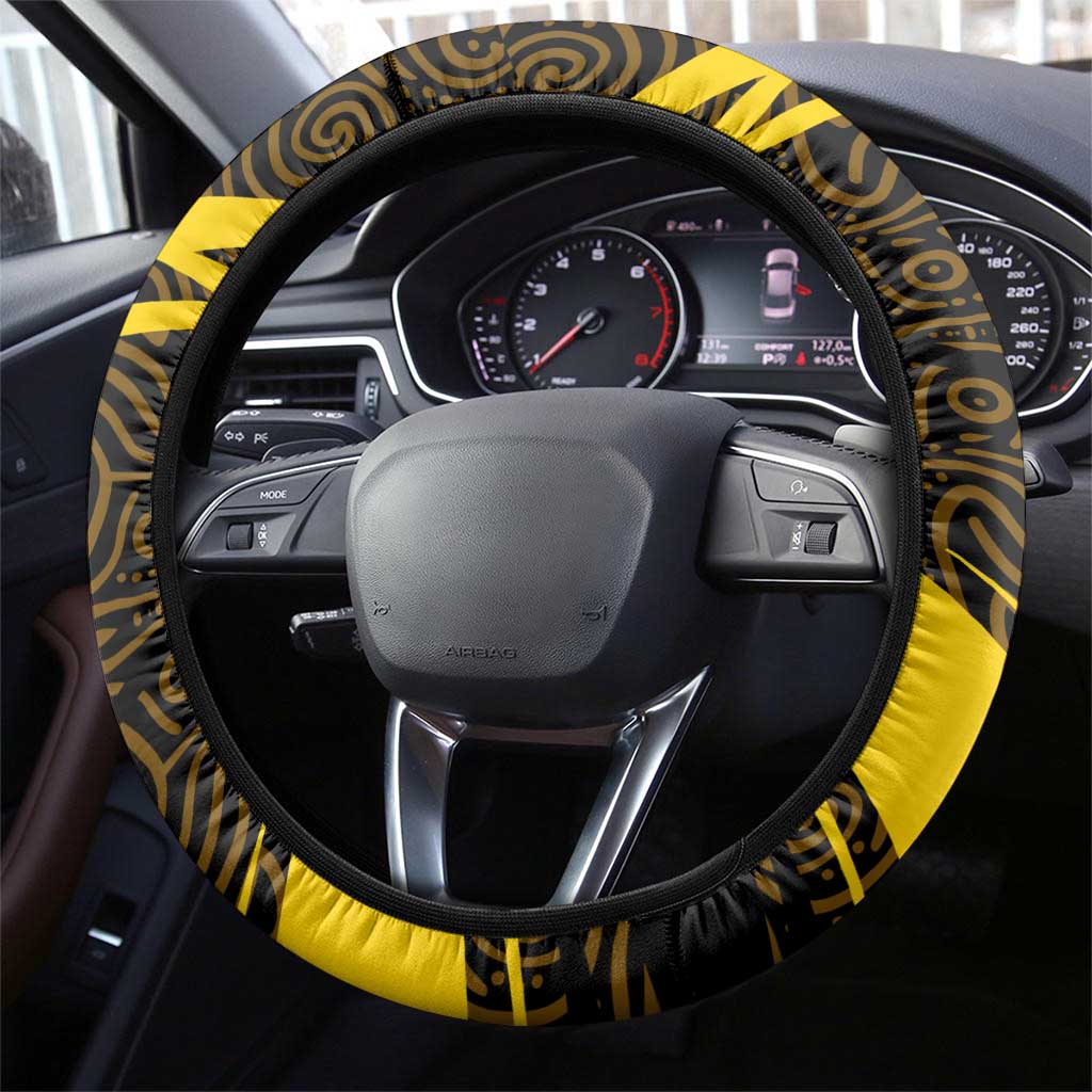 Richmond Tigers Australian Football Steering Wheel Cover Powerful Tiger Mascot With Indigenous Pattern Art