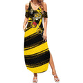 Richmond Tigers Australian Football Summer Maxi Dress Powerful Tiger Mascot With Indigenous Pattern Art