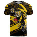 Richmond Tigers Australian Football T Shirt Powerful Tiger Mascot With Indigenous Pattern Art