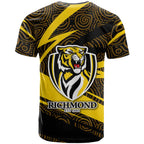 Richmond Tigers Australian Football T Shirt Powerful Tiger Mascot With Indigenous Pattern Art