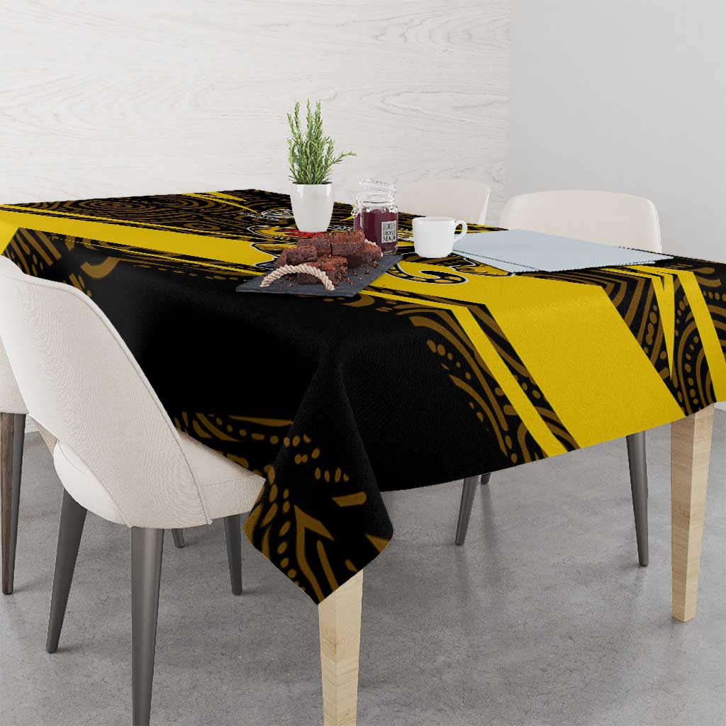 Richmond Tigers Australian Football Tablecloth Powerful Tiger Mascot With Indigenous Pattern Art