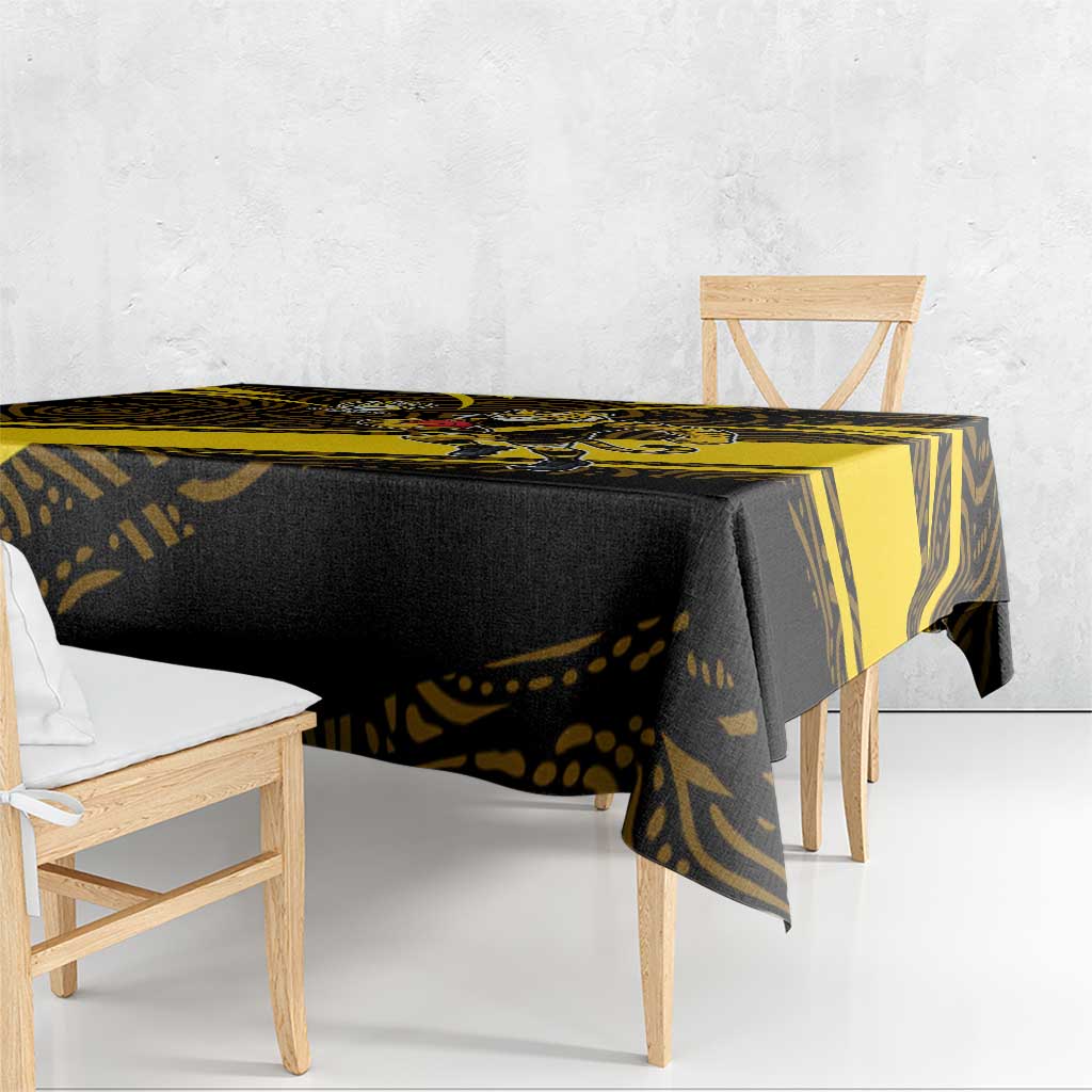 Richmond Tigers Australian Football Tablecloth Powerful Tiger Mascot With Indigenous Pattern Art