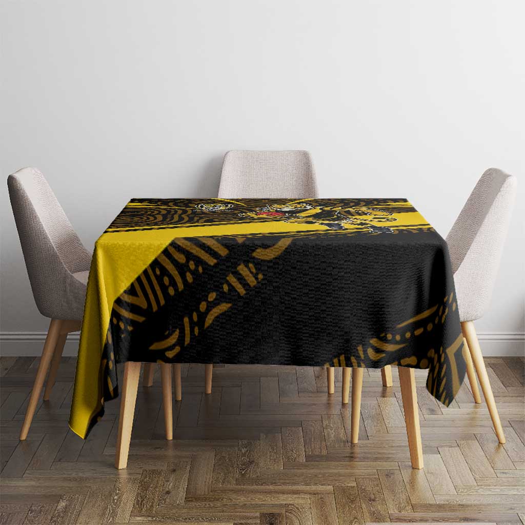 Richmond Tigers Australian Football Tablecloth Powerful Tiger Mascot With Indigenous Pattern Art
