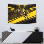 Richmond Tigers Australian Football Tapestry Powerful Tiger Mascot With Indigenous Pattern Art