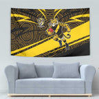 Richmond Tigers Australian Football Tapestry Powerful Tiger Mascot With Indigenous Pattern Art
