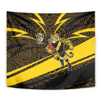 Richmond Tigers Australian Football Tapestry Powerful Tiger Mascot With Indigenous Pattern Art