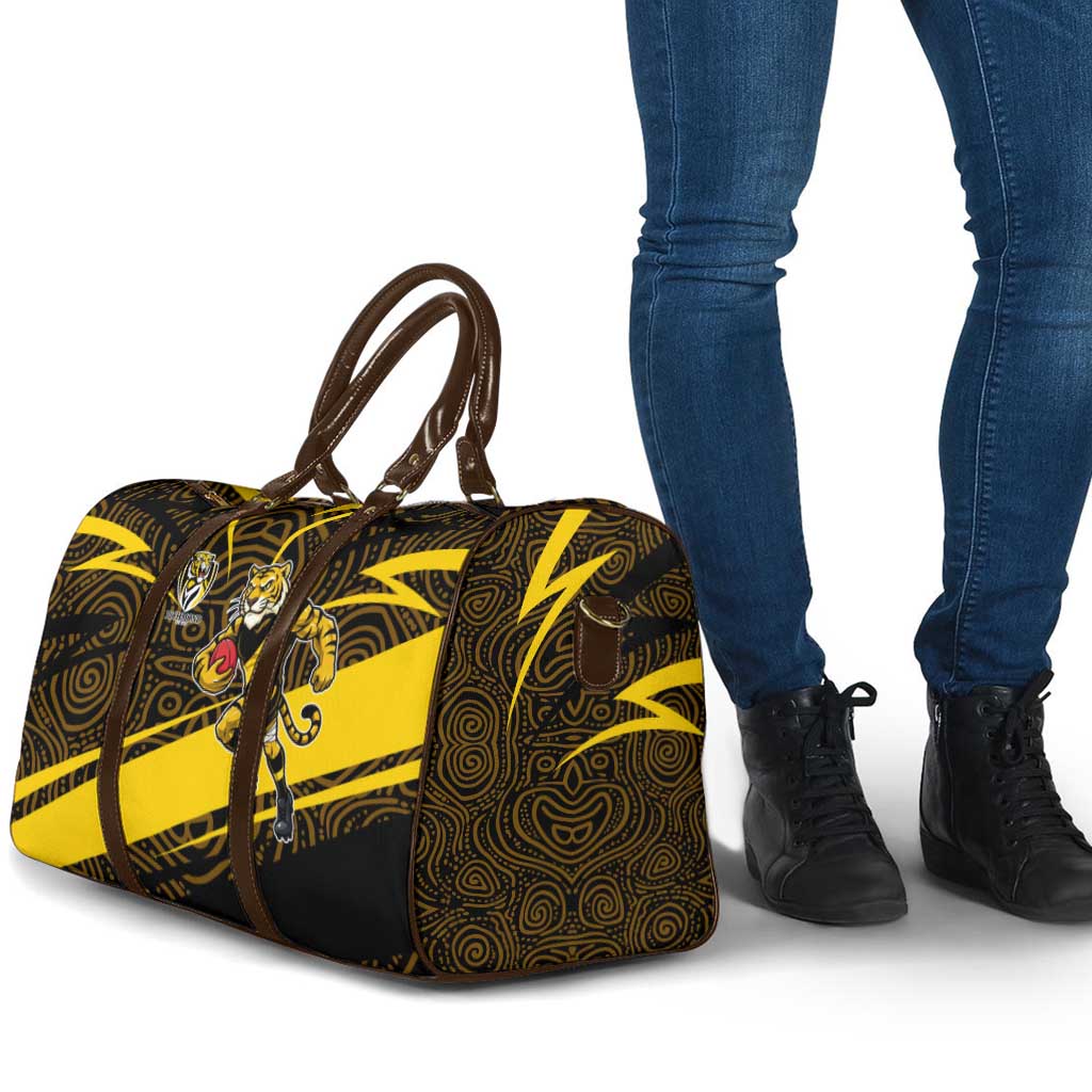 Richmond Tigers Australian Football Travel Bag Powerful Tiger Mascot With Indigenous Pattern Art