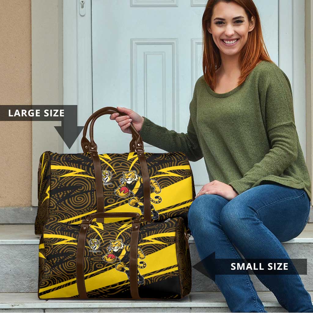 Richmond Tigers Australian Football Travel Bag Powerful Tiger Mascot With Indigenous Pattern Art