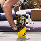 Richmond Tigers Australian Football Tumbler With Handle Powerful Tiger Mascot With Indigenous Pattern Art