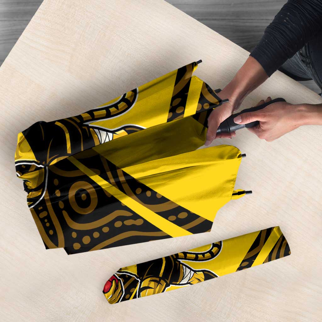 Richmond Tigers Australian Football Umbrella Powerful Tiger Mascot With Indigenous Pattern Art