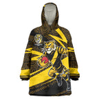 Richmond Tigers Australian Football Wearable Blanket Hoodie Powerful Tiger Mascot With Indigenous Pattern Art