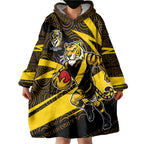 Richmond Tigers Australian Football Wearable Blanket Hoodie Powerful Tiger Mascot With Indigenous Pattern Art