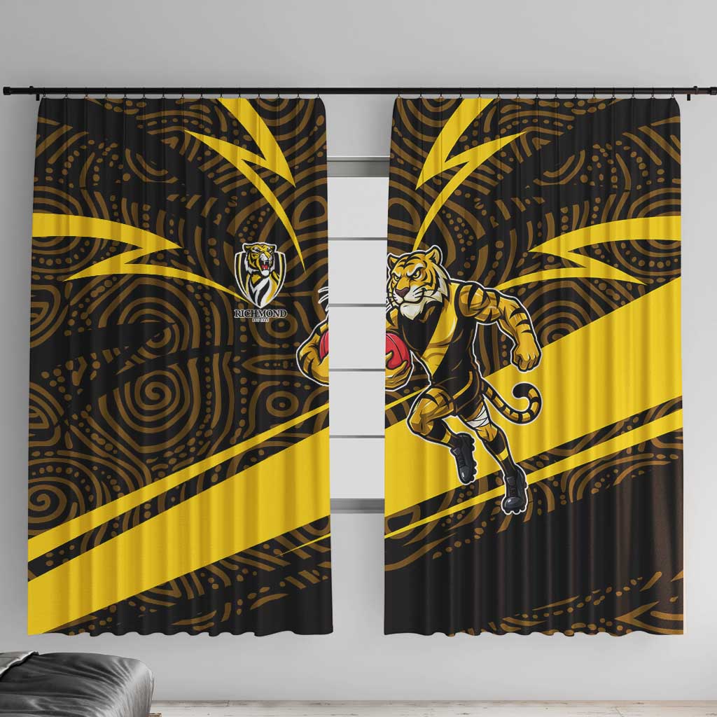 Richmond Tigers Australian Football Window Curtain Powerful Tiger Mascot With Indigenous Pattern Art