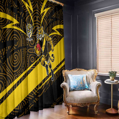 Richmond Tigers Australian Football Window Curtain Powerful Tiger Mascot With Indigenous Pattern Art