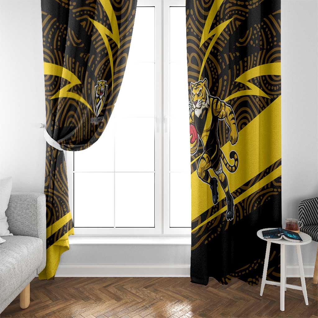 Richmond Tigers Australian Football Window Curtain Powerful Tiger Mascot With Indigenous Pattern Art