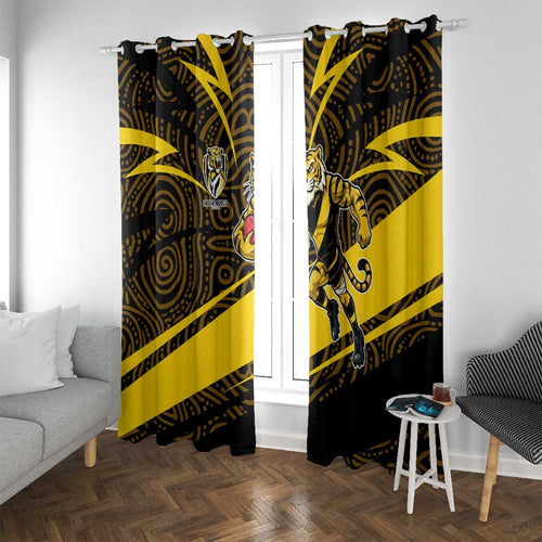 Richmond Tigers Australian Football Window Curtain Powerful Tiger Mascot With Indigenous Pattern Art