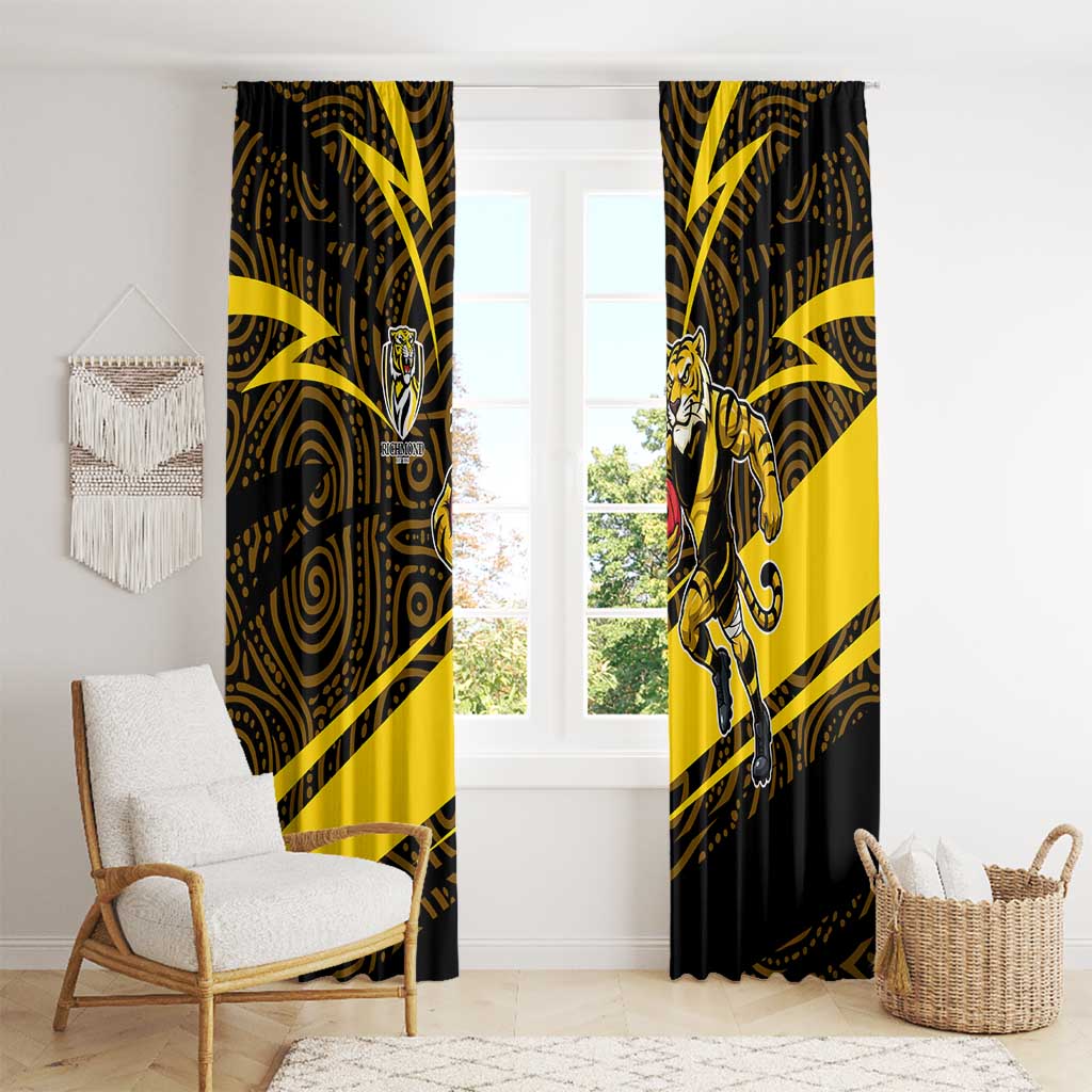 Richmond Tigers Australian Football Window Curtain Powerful Tiger Mascot With Indigenous Pattern Art