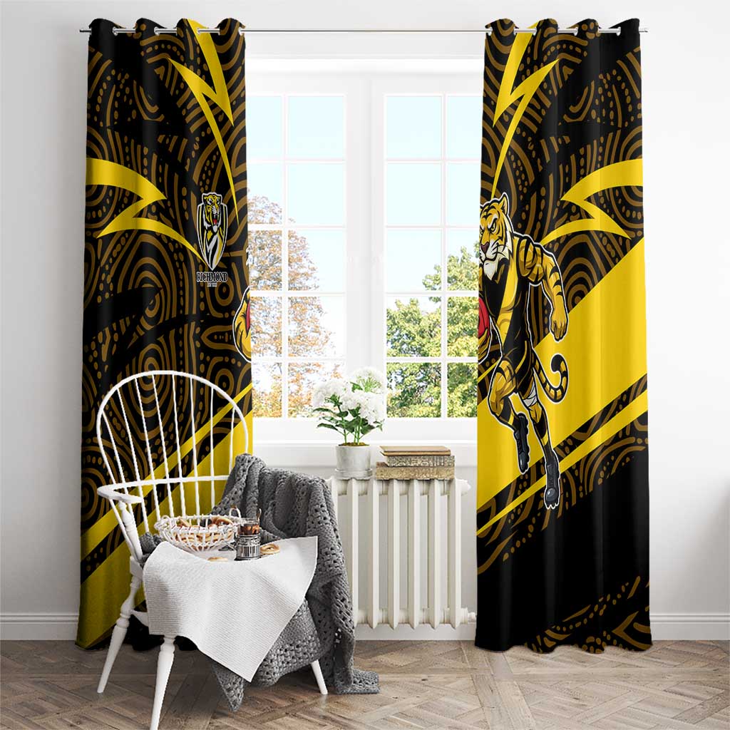 Richmond Tigers Australian Football Window Curtain Powerful Tiger Mascot With Indigenous Pattern Art
