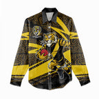 Richmond Tigers Australian Football Women Casual Shirt Powerful Tiger Mascot With Indigenous Pattern Art