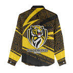 Richmond Tigers Australian Football Women Casual Shirt Powerful Tiger Mascot With Indigenous Pattern Art