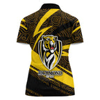 Richmond Tigers Australian Football Women Polo Shirt Powerful Tiger Mascot With Indigenous Pattern Art