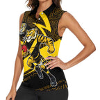 Richmond Tigers Australian Football Women Sleeveless Polo Shirt Powerful Tiger Mascot With Indigenous Pattern Art