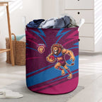 Brisbane Lions Australian Football Laundry Basket Regal Lion Mascot With Indigenous Pattern Art