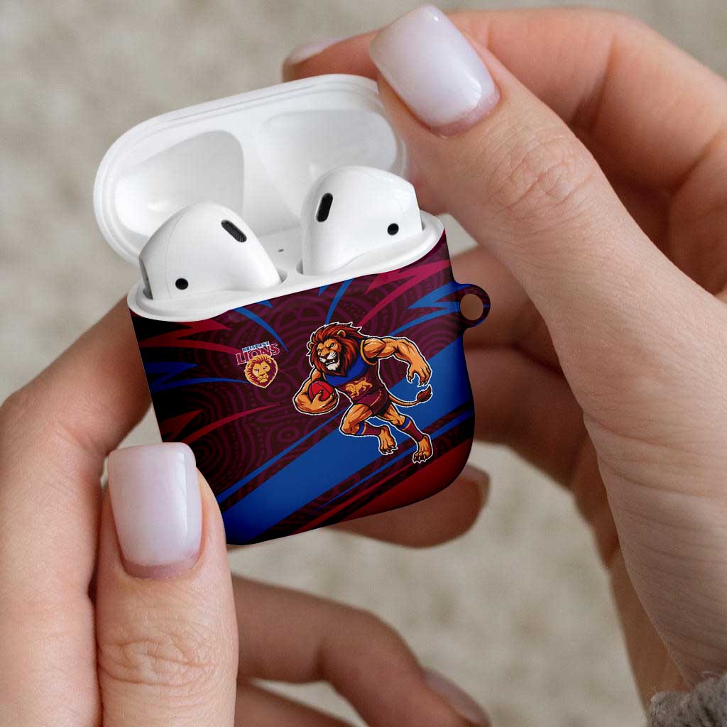 Brisbane Lions Australian Football AirPods Case Regal Lion Mascot With Indigenous Pattern Art