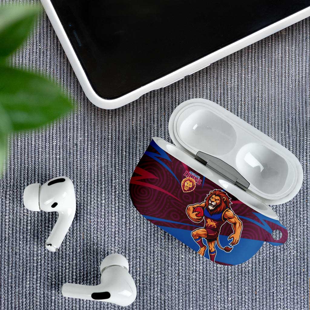Brisbane Lions Australian Football AirPods Case Regal Lion Mascot With Indigenous Pattern Art