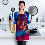 Brisbane Lions Australian Football Apron Regal Lion Mascot With Indigenous Pattern Art