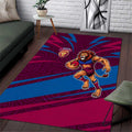 Brisbane Lions Australian Football Area Rug Regal Lion Mascot With Indigenous Pattern Art