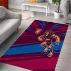Brisbane Lions Australian Football Area Rug Regal Lion Mascot With Indigenous Pattern Art