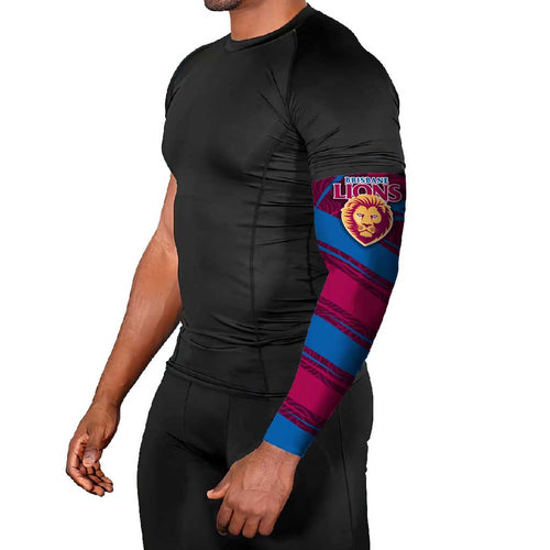 Brisbane Lions Australian Football Arm Sleeves Regal Lion Mascot With Indigenous Pattern Art