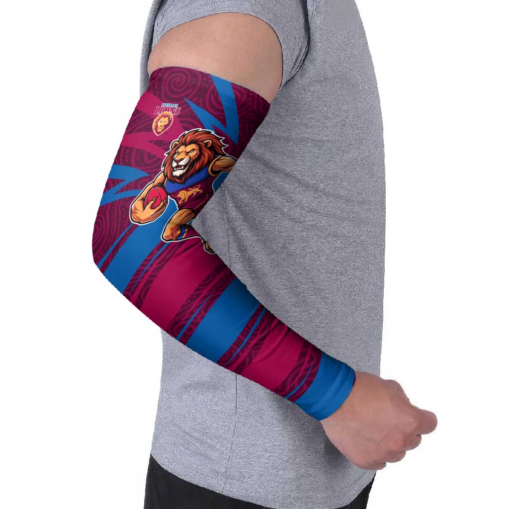 Brisbane Lions Australian Football Arm Sleeves Regal Lion Mascot With Indigenous Pattern Art