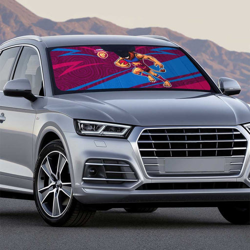 Brisbane Lions Australian Football Auto Sun Shade Regal Lion Mascot With Indigenous Pattern Art