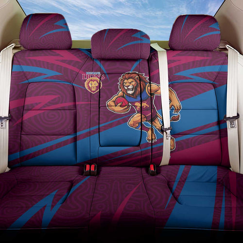 Brisbane Lions Australian Football Back Car Seat Cover Regal Lion Mascot With Indigenous Pattern Art