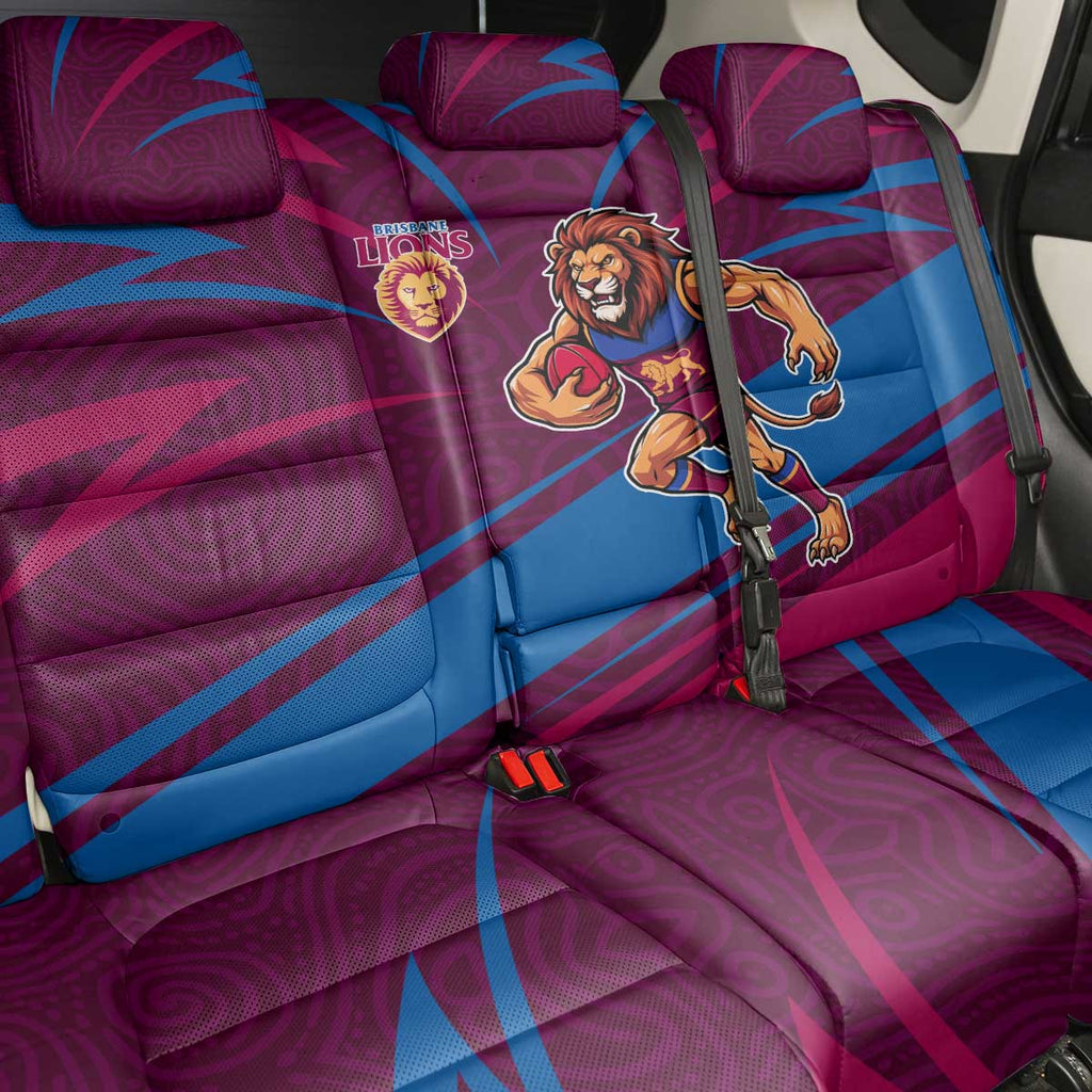 Brisbane Lions Australian Football Back Car Seat Cover Regal Lion Mascot With Indigenous Pattern Art