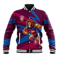 Brisbane Lions Australian Football Baseball Jacket Regal Lion Mascot With Indigenous Pattern Art
