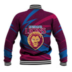 Brisbane Lions Australian Football Baseball Jacket Regal Lion Mascot With Indigenous Pattern Art