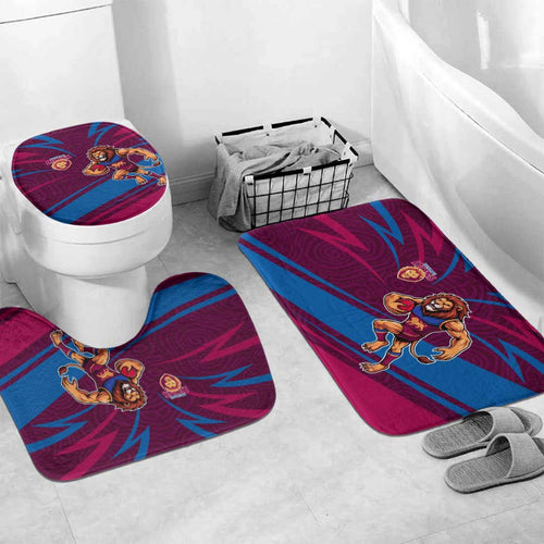 Brisbane Lions Australian Football Bathroom Set Regal Lion Mascot With Indigenous Pattern Art