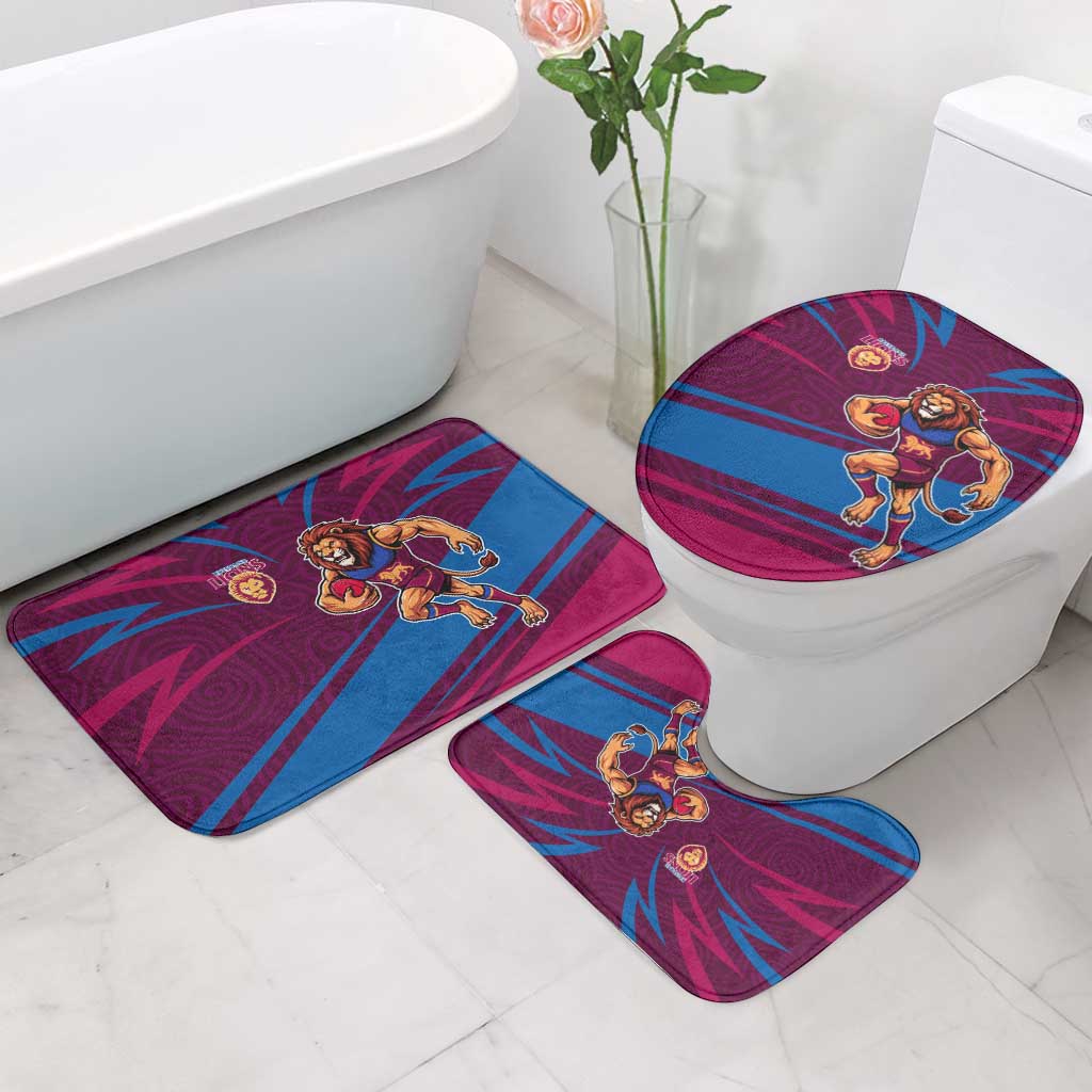 Brisbane Lions Australian Football Bathroom Set Regal Lion Mascot With Indigenous Pattern Art