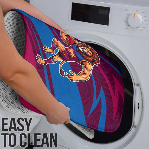 Brisbane Lions Australian Football Bathroom Set Regal Lion Mascot With Indigenous Pattern Art